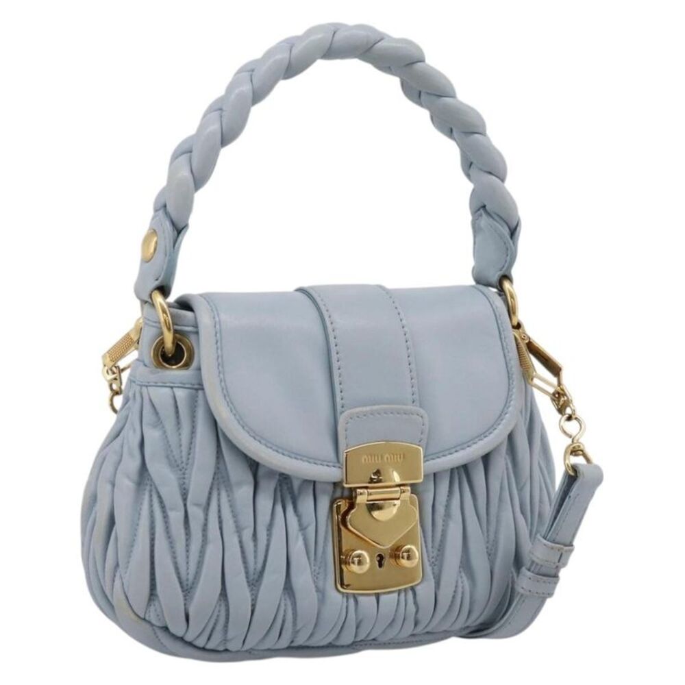Miu Miu Coffer Hobo Matelasse Leather Blue Leather Handbag